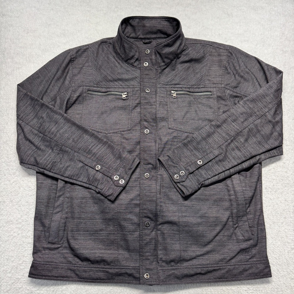 REI Co Op Full Zip Buttong Front Casual Jacket Coat Gray‎ Men's Size XXL